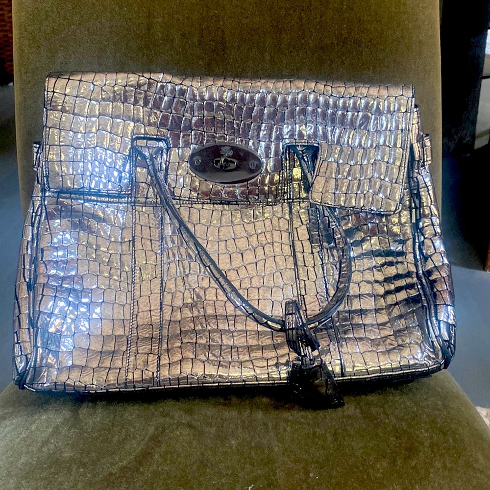 Mulberry Bayswater Crocodile Print Metallic Silver Purse. Never used. With tags.